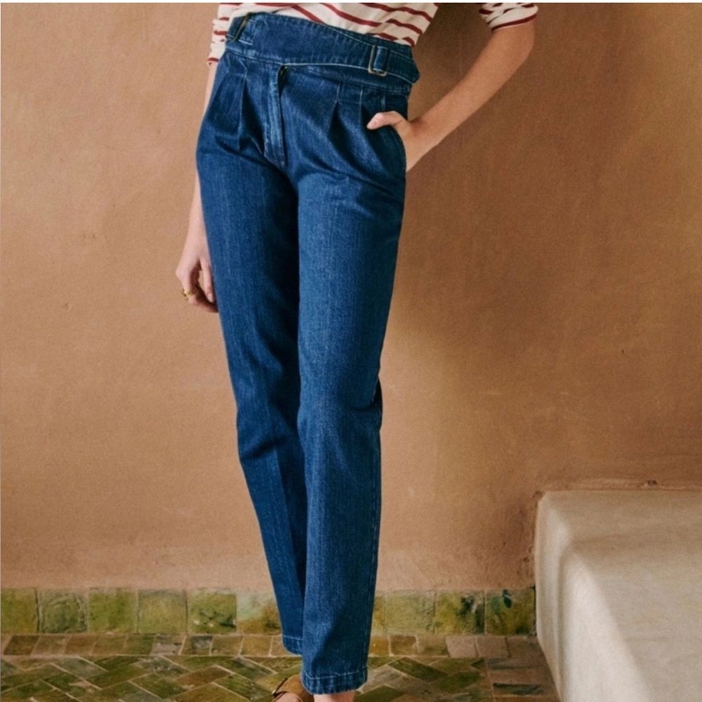 Sezane Franky high waist trousers denim jeans high rise pants size 34 24 2‎ XS